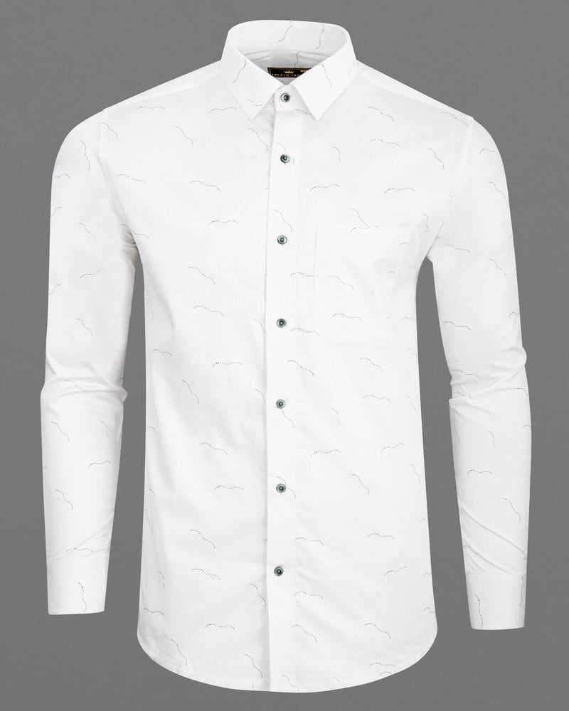 Bright White Super Soft Arc Printed Premium Cotton Shirt