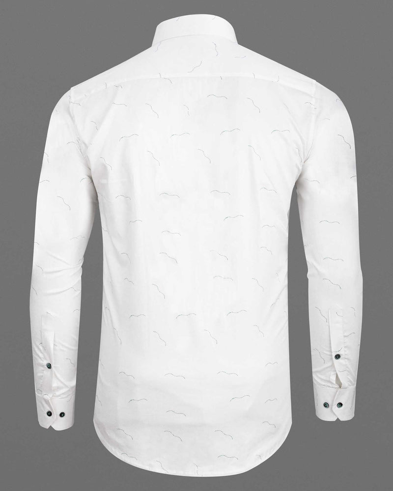 Bright White Super Soft Arc Printed Premium Cotton Shirt