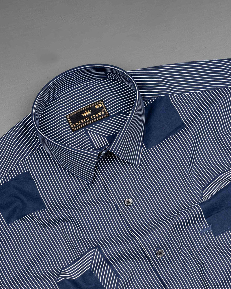 Gunmetal Blue 3D Box Patterned Premium Cotton Shirt