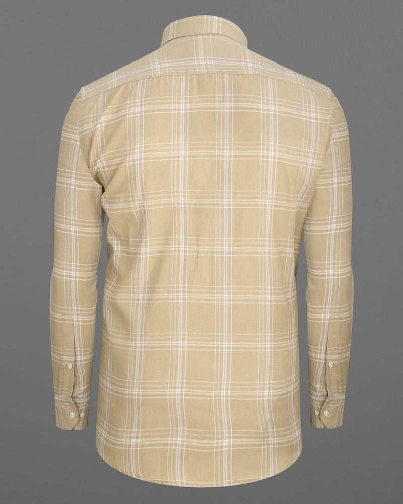 Winter Hazel Brown Twill Windowpane Premium Cotton Shirt