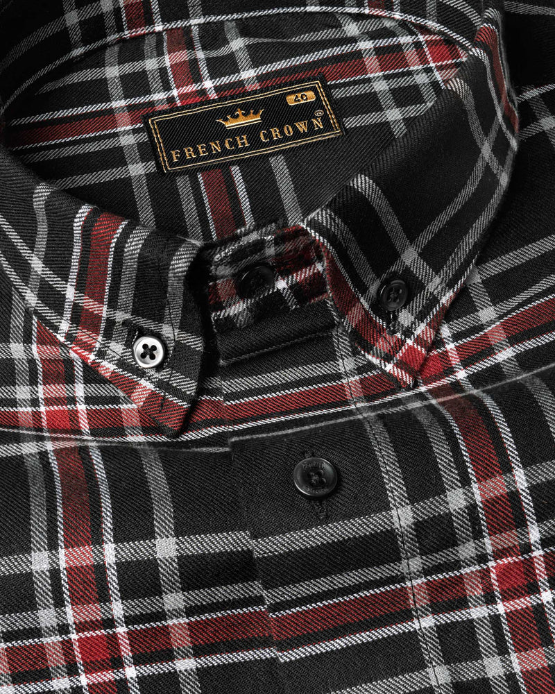 Jade Black Twill Plaid Premium Cotton Shirt