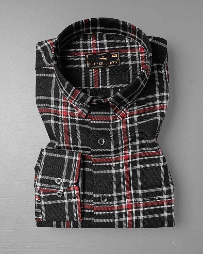 Jade Black Twill Plaid Premium Cotton Shirt