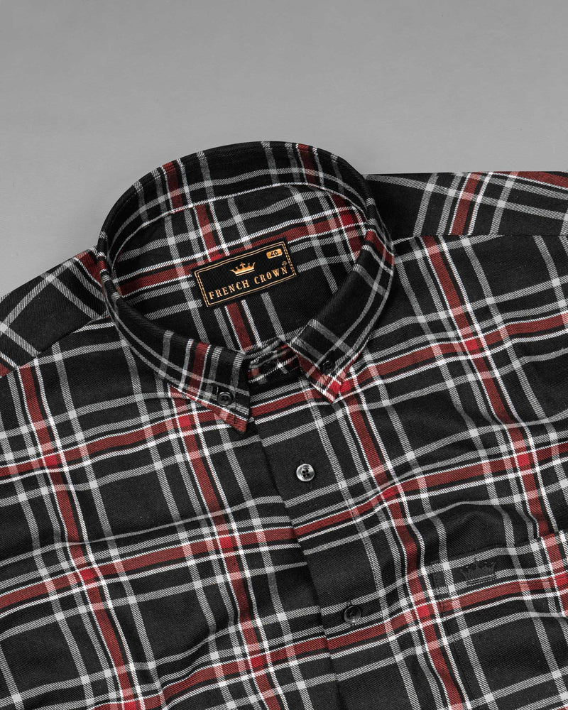 Jade Black Twill Plaid Premium Cotton Shirt