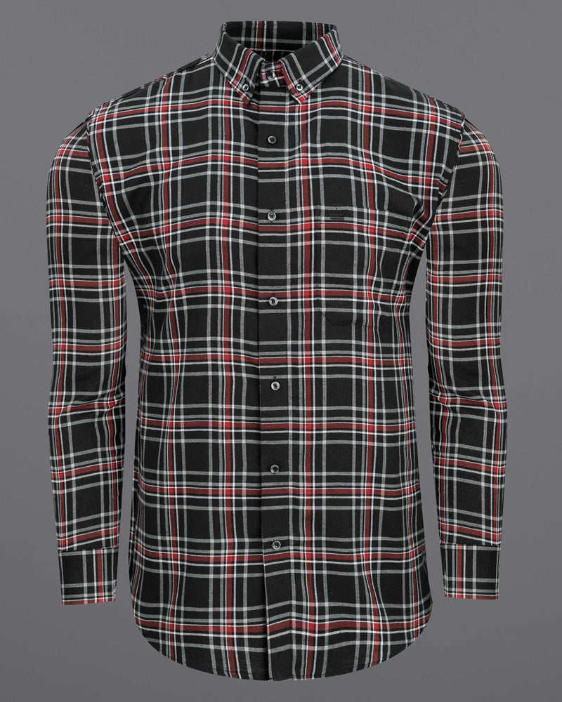 Jade Black Twill Plaid Premium Cotton Shirt