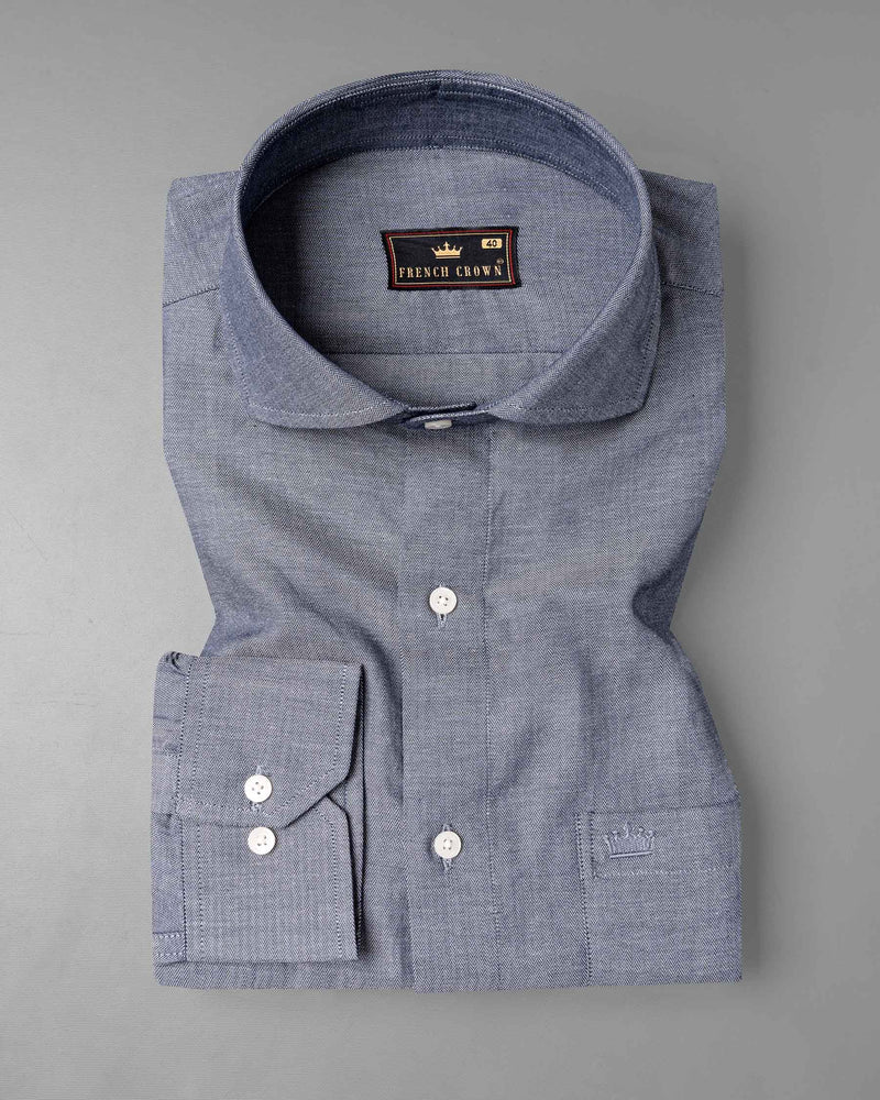 Granite Grey Solid Herringbone Shirt