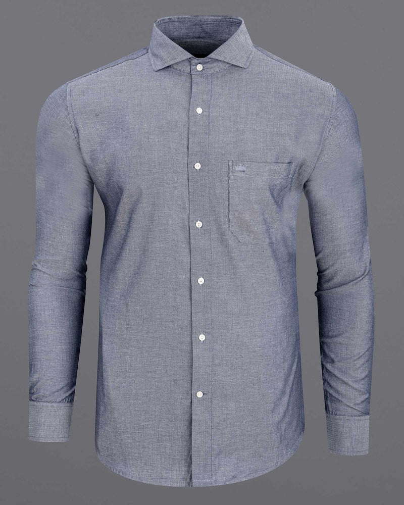 Granite Grey Solid Herringbone Shirt