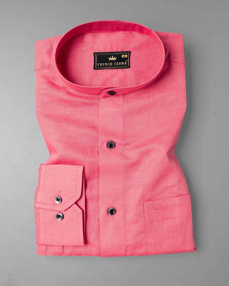 Light Coral Pink Luxurious Linen Shirt