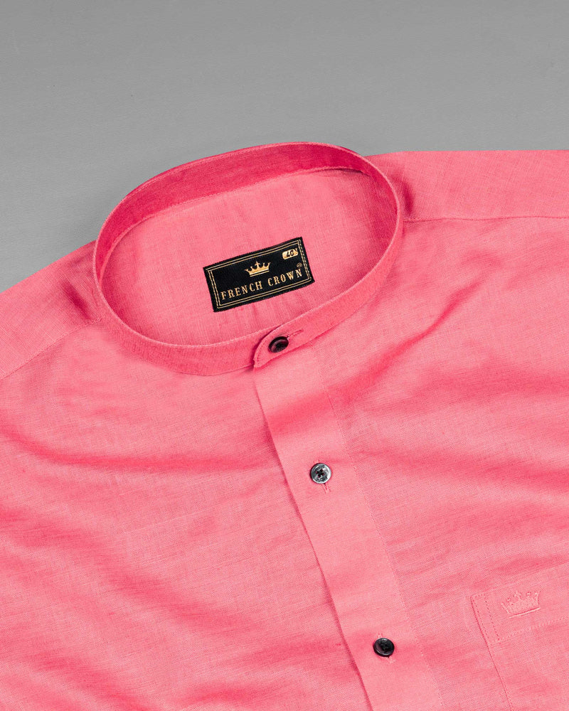 Light Coral Pink Luxurious Linen Shirt