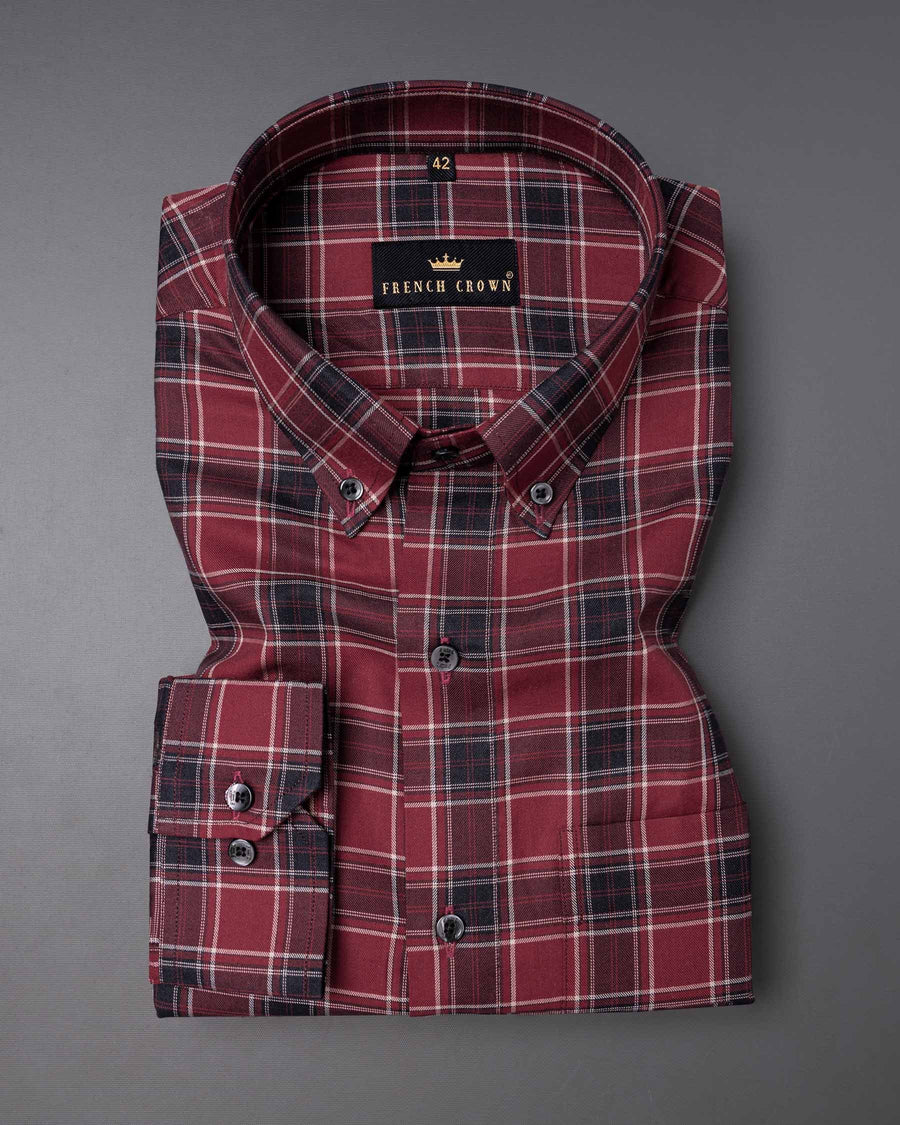 Copper Rust Twill Plaid Premium Cotton Shirt