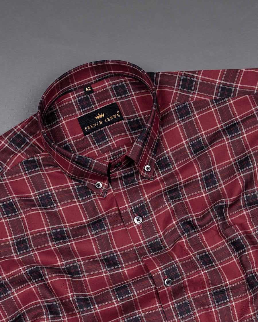 Copper Rust Twill Plaid Premium Cotton Shirt