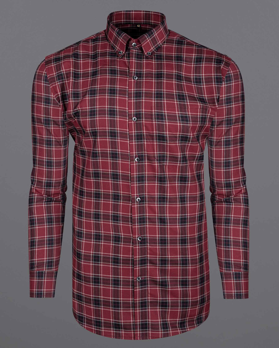 Copper Rust Twill Plaid Premium Cotton Shirt