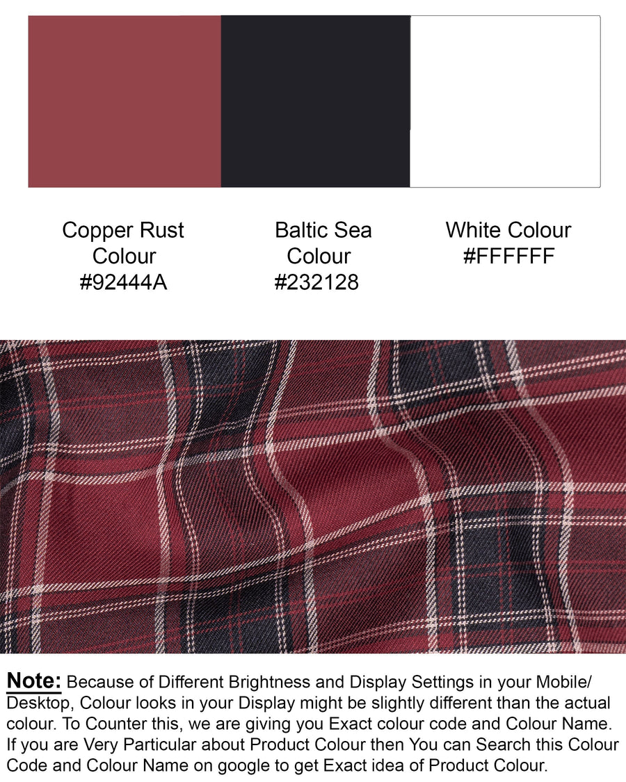 Copper Rust Twill Plaid Premium Cotton Shirt