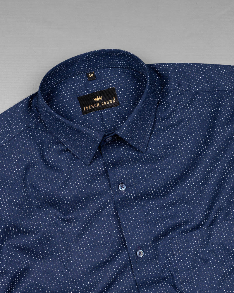 Tuna Blue Textured Twill Premium Cotton Shirt