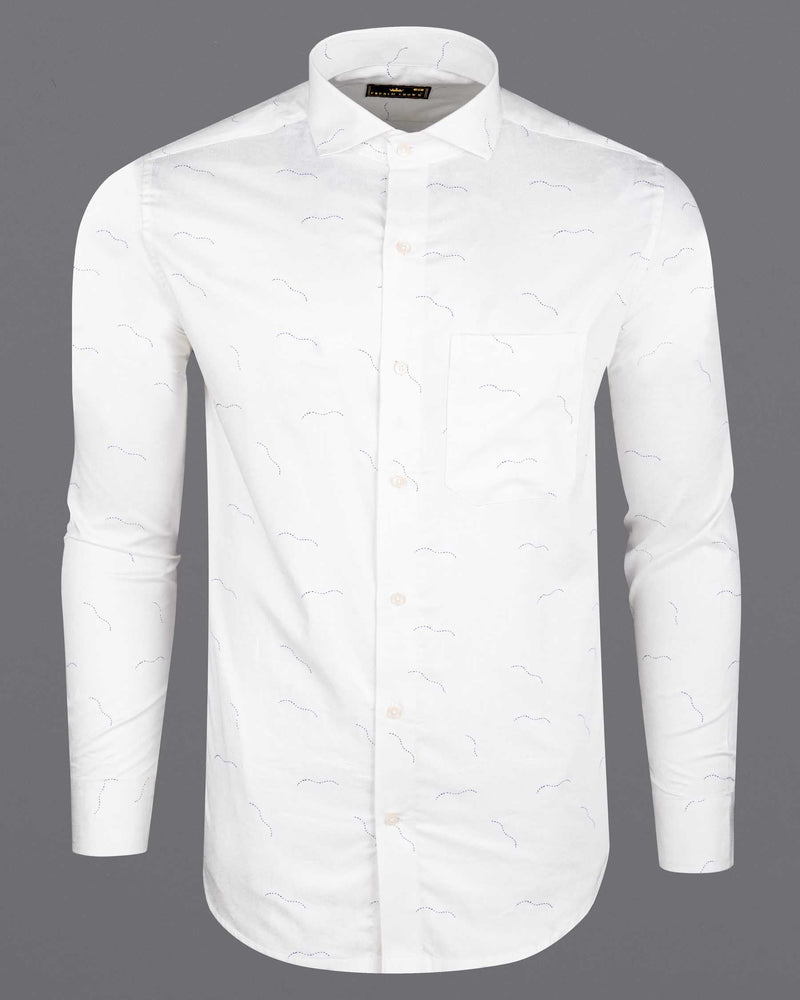 Bright White Arc Printed Super Soft Premium Cotton Shirt