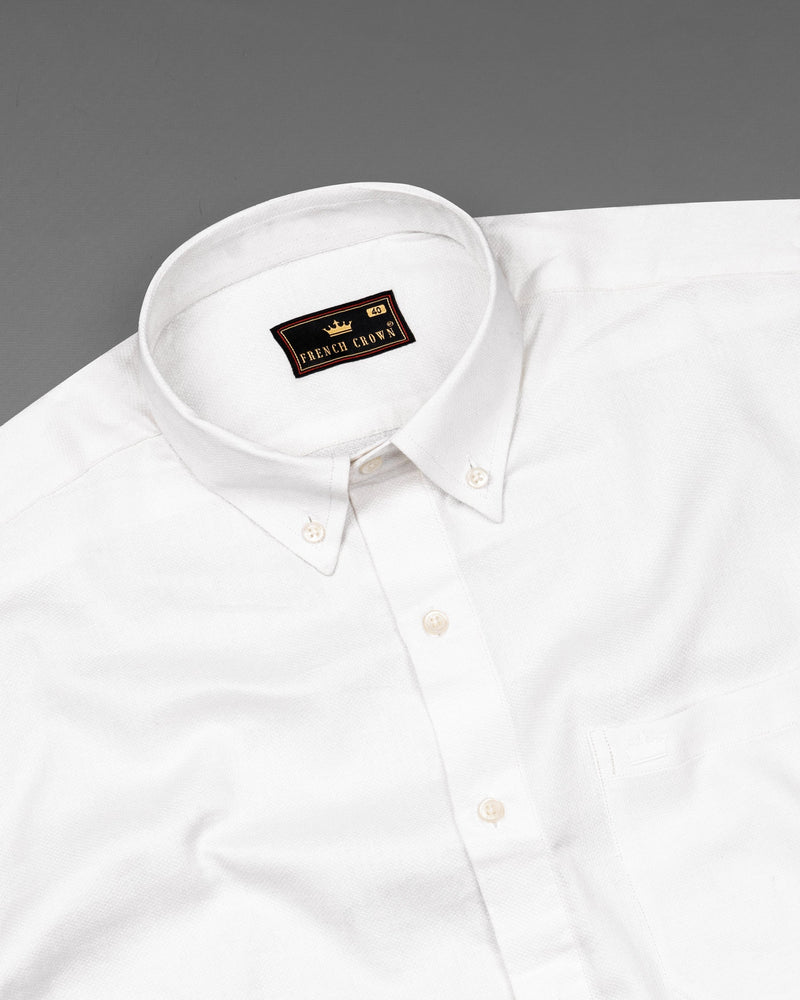 Bright White Dobby Textured Premium Giza Cotton Shirt