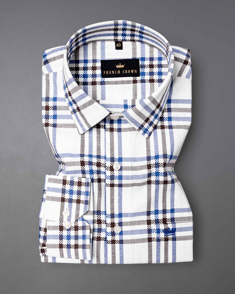 Bright White Plaid Dobby Textured Premium Giza Cotton Shirt  6431-38, 6431-H-38, 6431-39, 6431-H-39, 6431-40, 6431-H-40, 6431-42, 6431-H-42, 6431-44, 6431-H-44, 6431-46, 6431-H-46, 6431-48, 6431-H-48, 6431-50, 6431-H-50, 6431-52, 6431-H-52