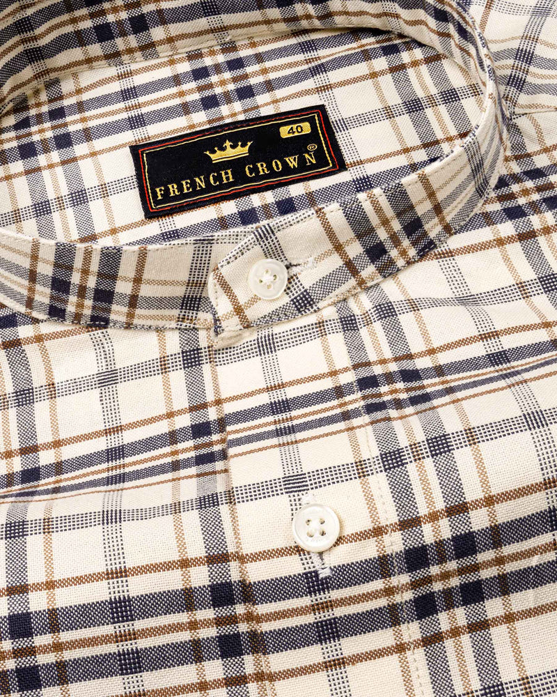 Dust Storm Beige Plaid Royal Oxford Shirt