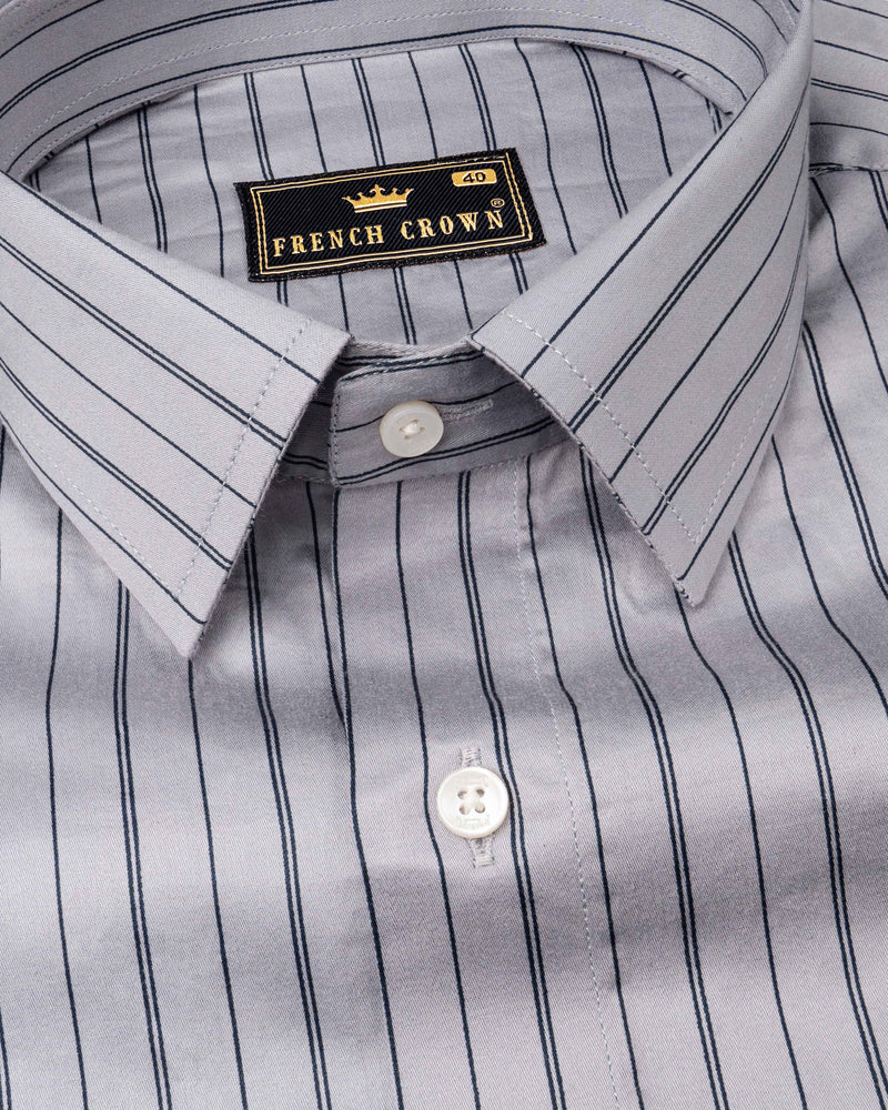 Ash Grey Striped Super Soft Premium Cotton Shirt  6459-38, 6459-H-38, 6459-39, 6459-H-39, 6459-40, 6459-H-40, 6459-42, 6459-H-42, 6459-44, 6459-H-44, 6459-46, 6459-H-46, 6459-48, 6459-H-48, 6459-50, 6459-H-50, 6459-52, 6459-H-52