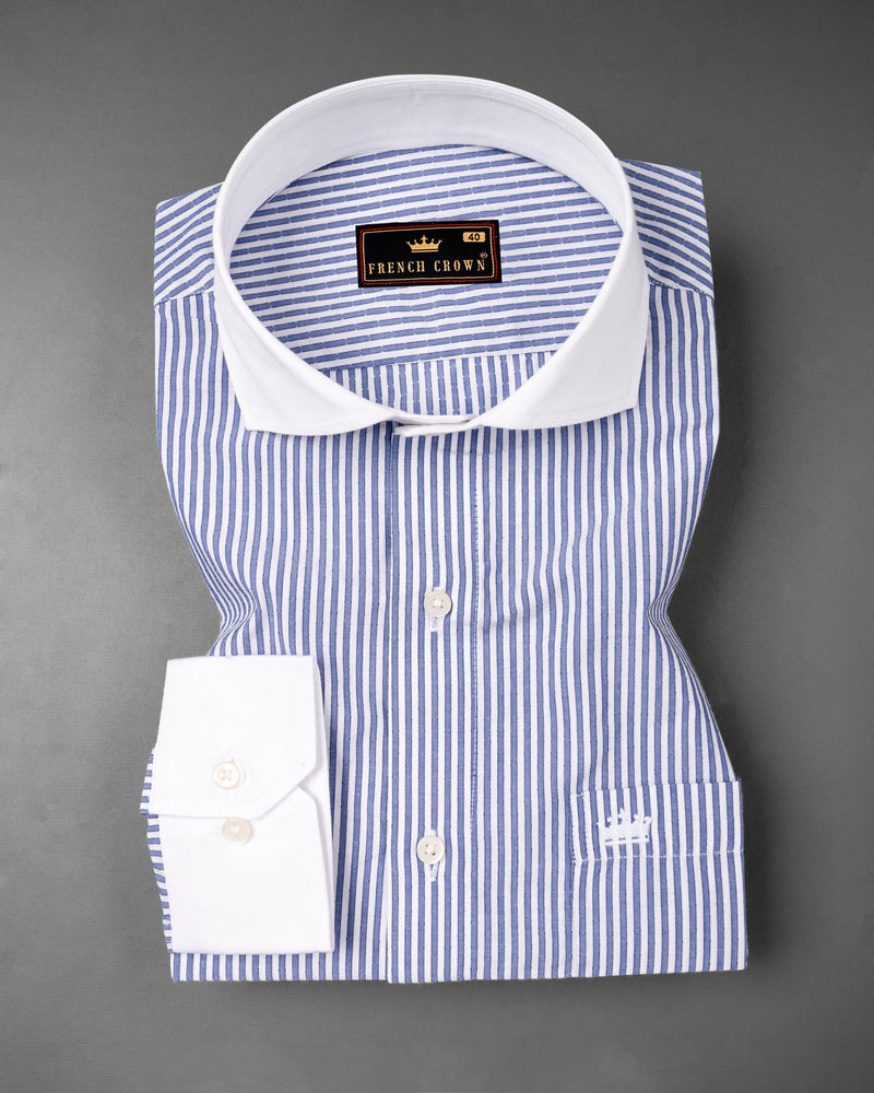 Lavender Blue Striped with White Collar Dobby Textured Premium Giza Cotton Shirt  6466-CA-38, 6466-CA-H-38, 6466-CA-39, 6466-CA-H-39, 6466-CA-40, 6466-CA-H-40, 6466-CA-42, 6466-CA-H-42, 6466-CA-44, 6466-CA-H-44, 6466-CA-46, 6466-CA-H-46, 6466-CA-48, 6466-CA-H-48, 6466-CA-50, 6466-CA-H-50, 6466-CA-52, 6466-CA-H-52