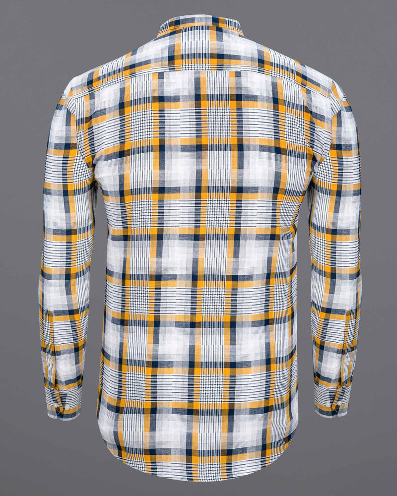 Sunglow with Rhino Blue Twill Plaid Premium Cotton Shirt