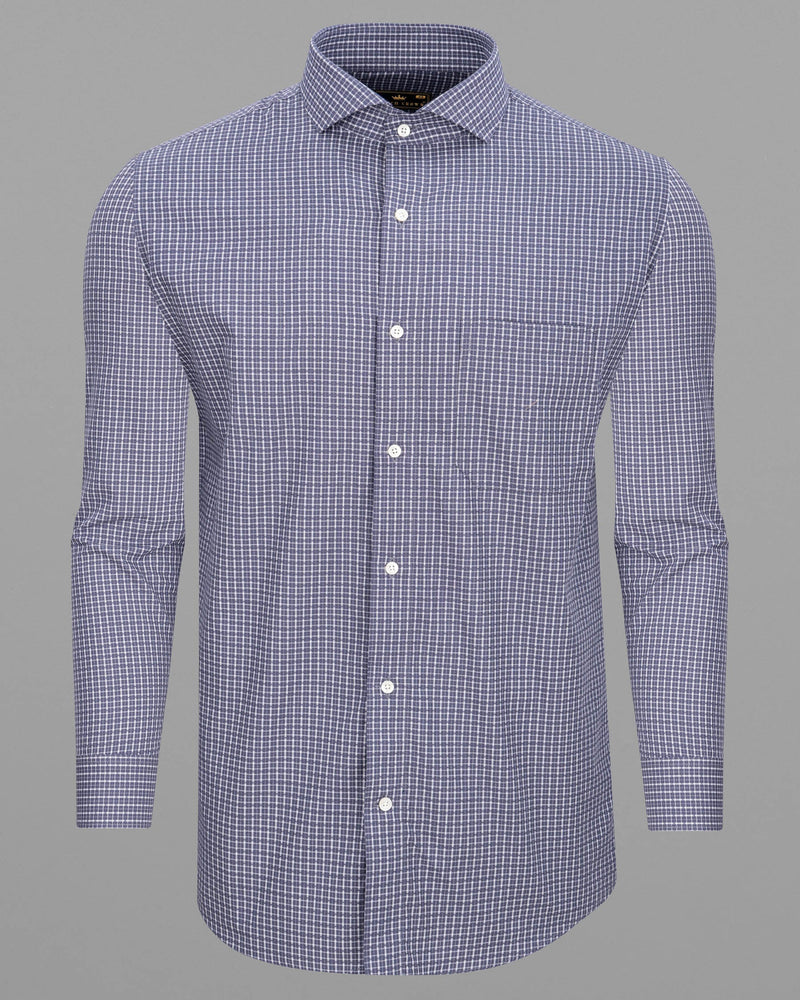 Mountain Mist Checkered Dobby Textured Premium Giza Cotton Shirt