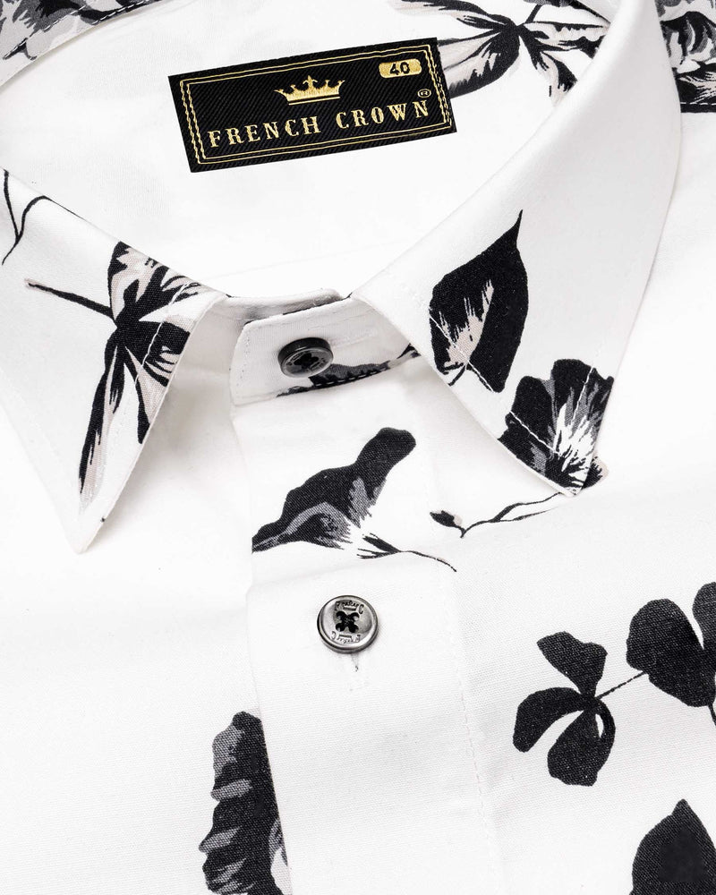 Bright White Floral Printed Twill Textured Premium Cotton Shirt  6513-BLK-38, 6513-BLK-H-38, 6513-BLK-39, 6513-BLK-H-39, 6513-BLK-40, 6513-BLK-H-40, 6513-BLK-42, 6513-BLK-H-42, 6513-BLK-44, 6513-BLK-H-44, 6513-BLK-46, 6513-BLK-H-46, 6513-BLK-48, 6513-BLK-H-48, 6513-BLK-50, 6513-BLK-H-50, 6513-BLK-52, 6513-BLK-H-52