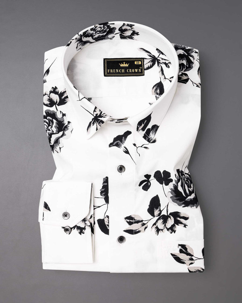 Bright White Floral Printed Twill Textured Premium Cotton Shirt  6513-BLK-38, 6513-BLK-H-38, 6513-BLK-39, 6513-BLK-H-39, 6513-BLK-40, 6513-BLK-H-40, 6513-BLK-42, 6513-BLK-H-42, 6513-BLK-44, 6513-BLK-H-44, 6513-BLK-46, 6513-BLK-H-46, 6513-BLK-48, 6513-BLK-H-48, 6513-BLK-50, 6513-BLK-H-50, 6513-BLK-52, 6513-BLK-H-52