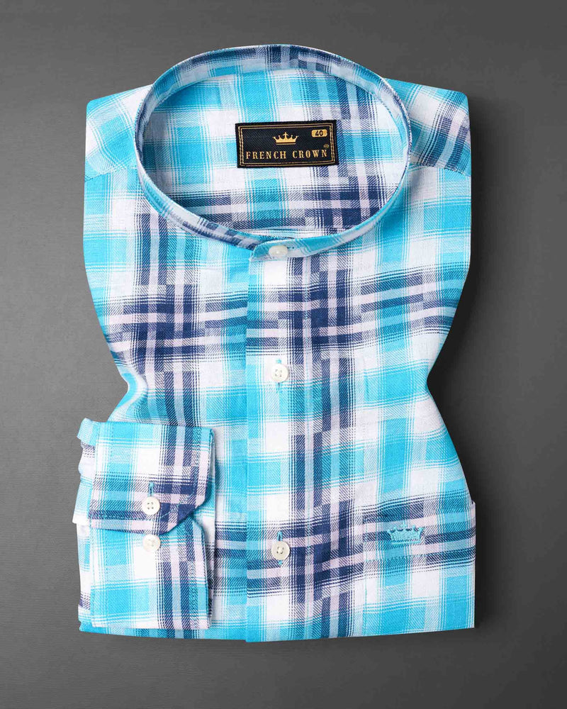 Sky with Rhino Blue Twill Plaid Premium Cotton Shirt 6532-M-38,6532-M-H-38,6532-M-39,6532-M-H-39,6532-M-40,6532-M-H-40,6532-M-42,6532-M-H-42,6532-M-44,6532-M-H-44,6532-M-46,6532-M-H-46,6532-M-48,6532-M-H-48,6532-M-50,6532-M-H-50,6532-M-52,6532-M-H-52