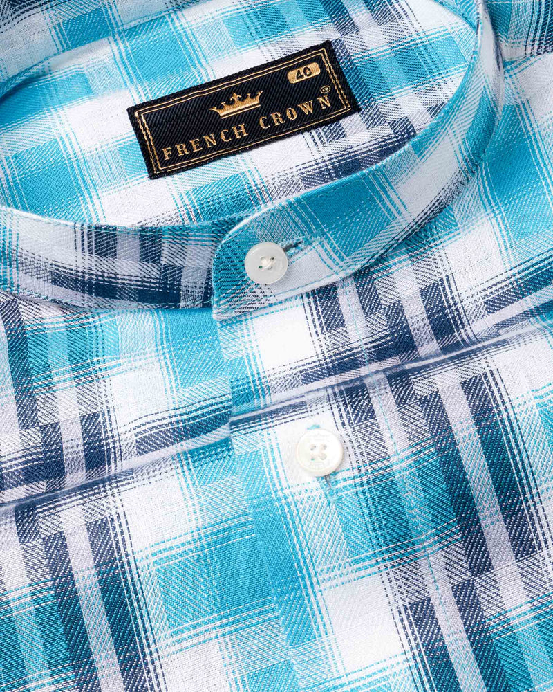 Sky with Rhino Blue Twill Plaid Premium Cotton Shirt 6532-M-38,6532-M-H-38,6532-M-39,6532-M-H-39,6532-M-40,6532-M-H-40,6532-M-42,6532-M-H-42,6532-M-44,6532-M-H-44,6532-M-46,6532-M-H-46,6532-M-48,6532-M-H-48,6532-M-50,6532-M-H-50,6532-M-52,6532-M-H-52