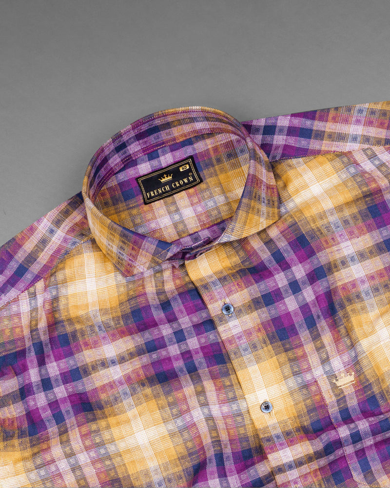 Apricot with Eminence Twill Plaid Premium Cotton Shirt