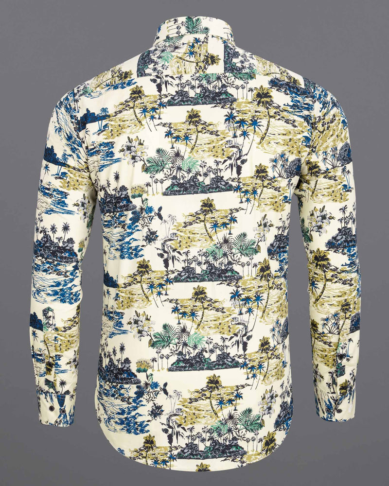 Off White Tropical Printed Royal Oxford Shirt