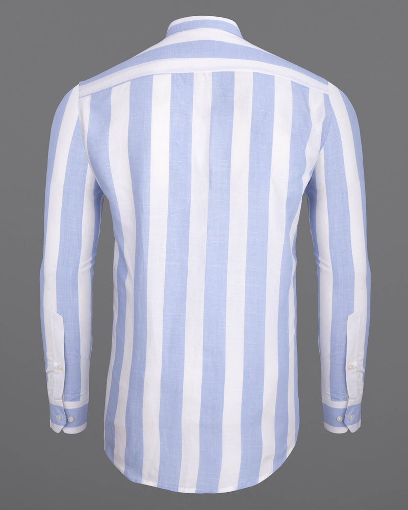 Bright White and Periwinkle Blue Thick Striped Luxurious Linen Shirt 6559-M-38,6559-M-H-38,6559-M-39,6559-M-H-39,6559-M-40,6559-M-H-40,6559-M-42,6559-M-H-42,6559-M-44,6559-M-H-44,6559-M-46,6559-M-H-46,6559-M-48,6559-M-H-48,6559-M-50,6559-M-H-50,6559-M-52,6559-M-H-52