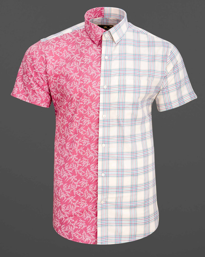 Half Floral and Half Plaid Twill Textured Premium Cotton Shirt 6576-P67-38,6576-P67-38,6576-P67-39,6576-P67-39,6576-P67-40,6576-P67-40,6576-P67-42,6576-P67-42,6576-P67-44,6576-P67-44,6576-P67-46,6576-P67-46,6576-P67-48,6576-P67-48,6576-P67-50,6576-P67-50,6576-P67-52,6576-P67-52