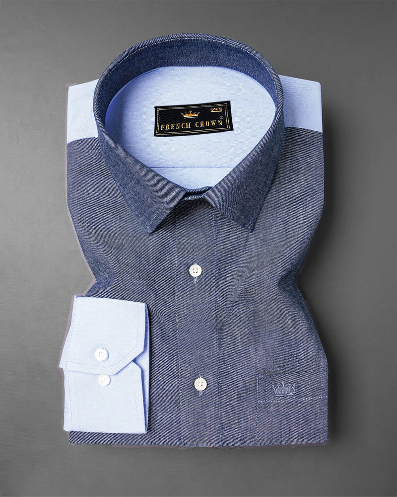 Manatee Grey with Sky Designer Oxford Shirt