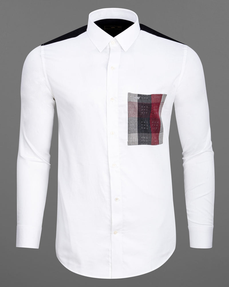 Bright White with Black Checkered Super Soft Premium Cotton Shirt