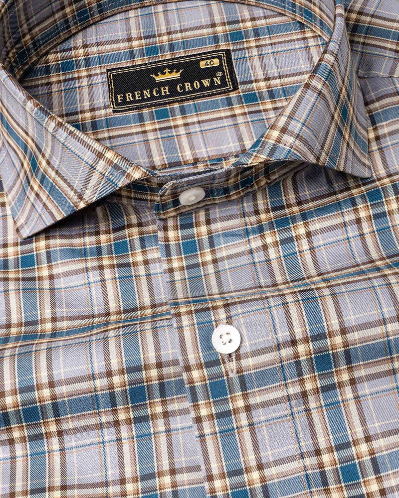 Grey with Marine Blue Twill Plaid Premium Cotton Shirt 6629-CA-38,6629-CA-H-38,6629-CA-39,6629-CA-H-39,6629-CA-40,6629-CA-H-40,6629-CA-42,6629-CA-H-42,6629-CA-44,6629-CA-H-44,6629-CA-46,6629-CA-H-46,6629-CA-48,6629-CA-H-48,6629-CA-50,6629-CA-H-50,6629-CA-52,6629-CA-H-52