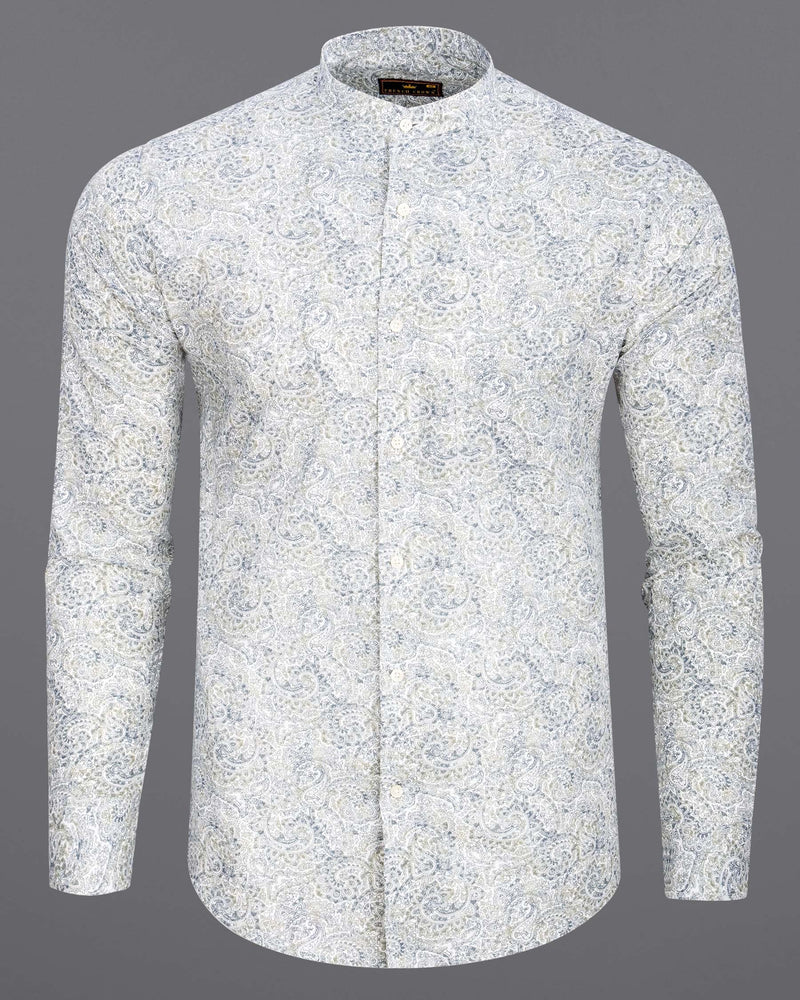 Bright White with Raven and Pumice Gray Paisley Printed Luxurious Linen Shirt 6634-M-38,6634-M-H-38,6634-M-39,6634-M-H-39,6634-M-40,6634-M-H-40,6634-M-42,6634-M-H-42,6634-M-44,6634-M-H-44,6634-M-46,6634-M-H-46,6634-M-48,6634-M-H-48,6634-M-50,6634-M-H-50,6634-M-52,6634-M-H-52