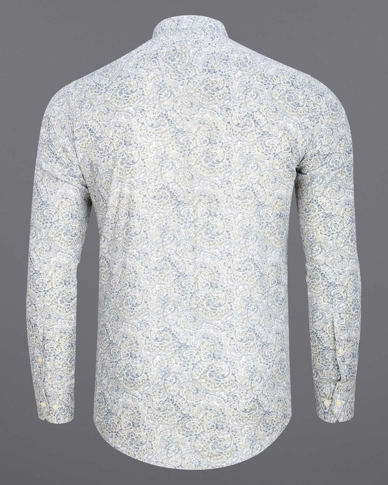 Bright White with Raven and Pumice Gray Paisley Printed Luxurious Linen Shirt 6634-M-38,6634-M-H-38,6634-M-39,6634-M-H-39,6634-M-40,6634-M-H-40,6634-M-42,6634-M-H-42,6634-M-44,6634-M-H-44,6634-M-46,6634-M-H-46,6634-M-48,6634-M-H-48,6634-M-50,6634-M-H-50,6634-M-52,6634-M-H-52