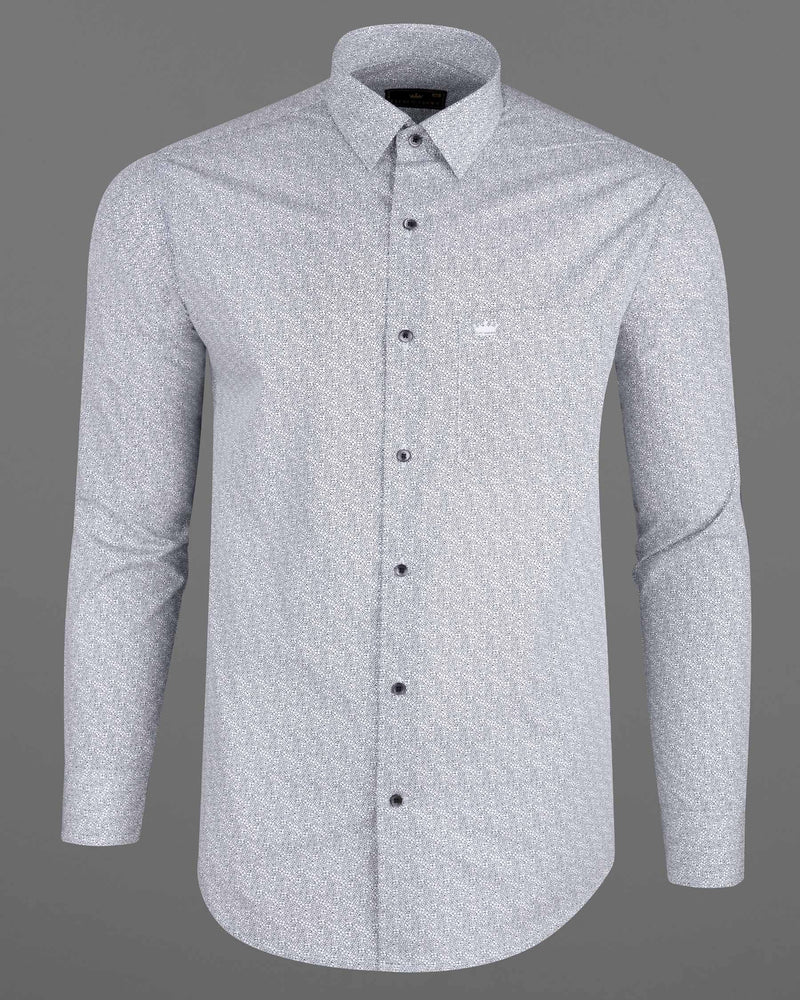 Bright White Floral Printed Premium Cotton Shirt