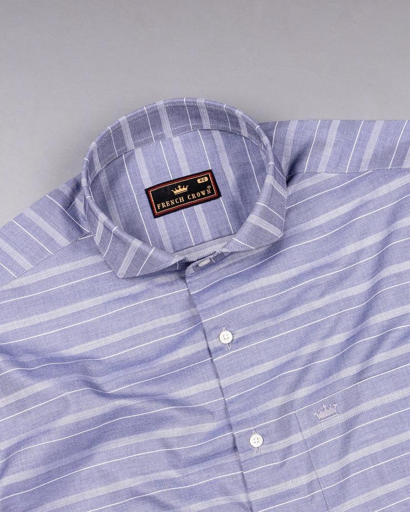 Amethyst Smoke Striped Dobby Textured Premium Giza Cotton Shirt