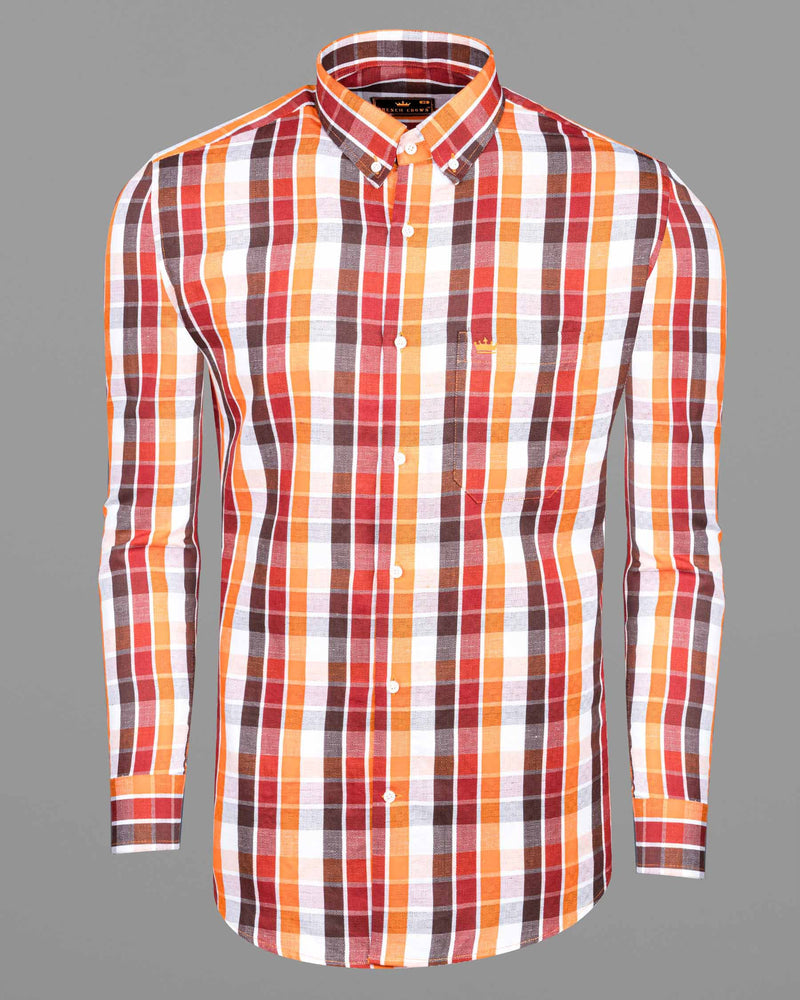 Fire Bush Orange and Rose Madder Red Plaid Dobby Textured Premium Giza Cotton Shirt 6676-BD-38,6676-BD-H-38,6676-BD-39,6676-BD-H-39,6676-BD-40,6676-BD-H-40,6676-BD-42,6676-BD-H-42,6676-BD-44,6676-BD-H-44,6676-BD-46,6676-BD-H-46,6676-BD-48,6676-BD-H-48,6676-BD-50,6676-BD-H-50,6676-BD-52,6676-BD-H-52