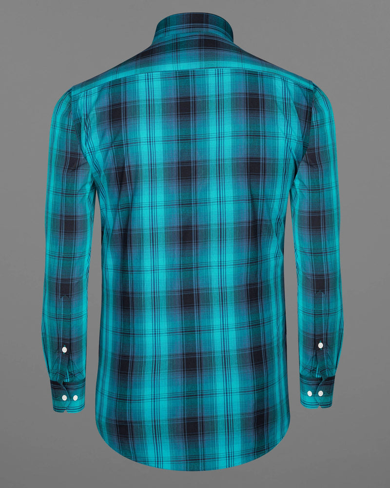 Turquoise and Rhino Blue Plaid Premium Cotton Shirt 6678-38,6678-H-38,6678-39,6678-H-39,6678-40,6678-H-40,6678-42,6678-H-42,6678-44,6678-H-44,6678-46,6678-H-46,6678-48,6678-H-48,6678-50,6678-H-50,6678-52,6678-H-52