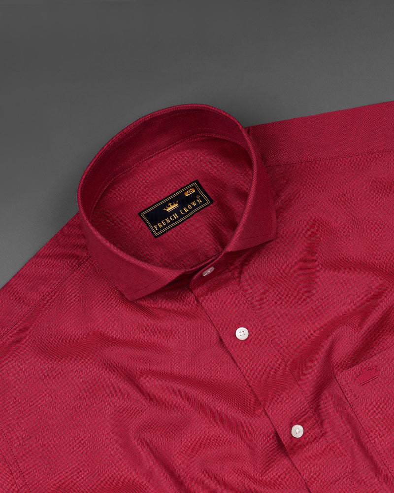 Light Burgundy Dobby Textured Premium Giza Cotton Shirt