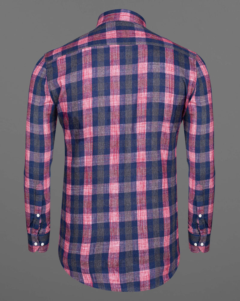 Hippie Pink and Cloud Burst Plaid Flannel Shirt