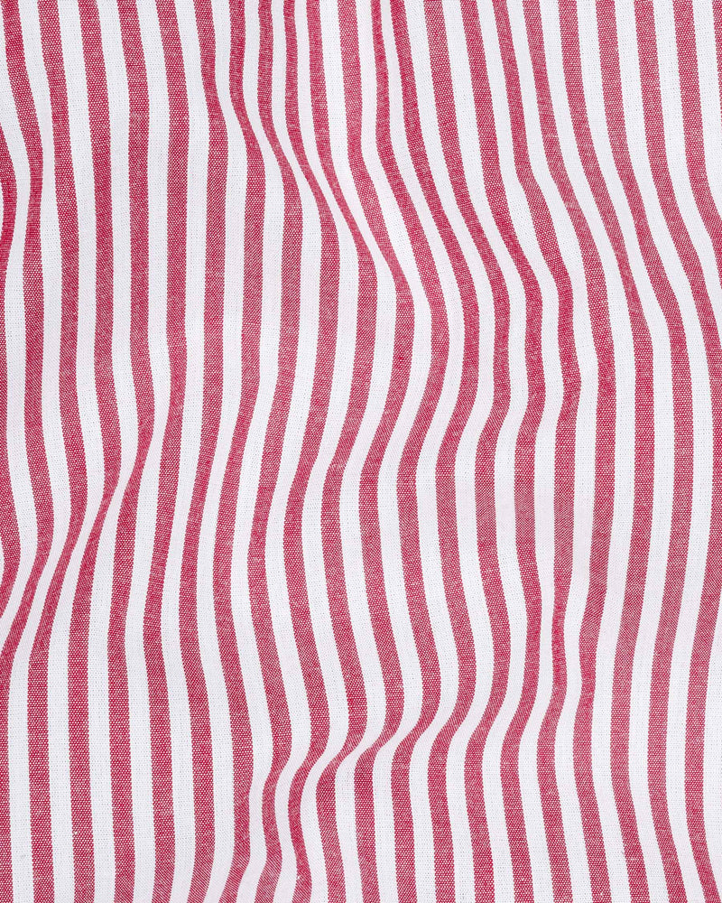 Red and White Striped Premium Cotton Shirt