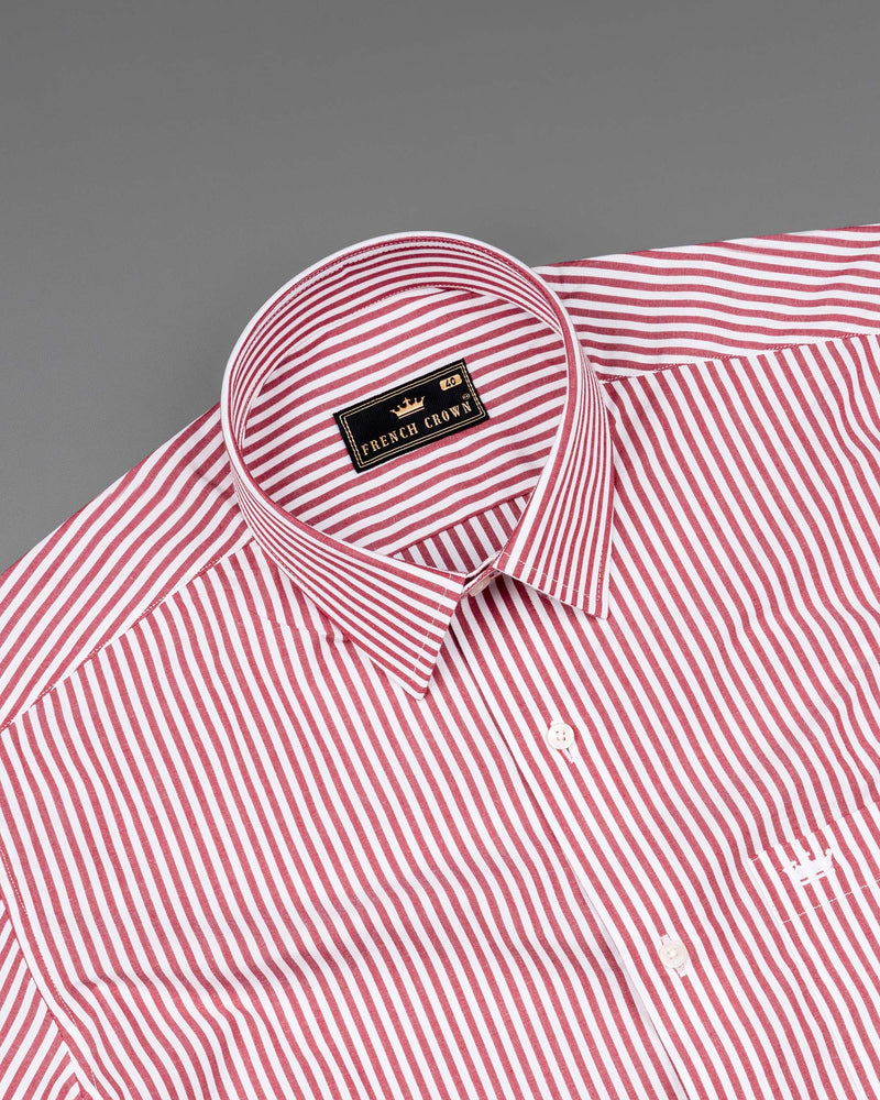 Red and White Striped Premium Cotton Shirt