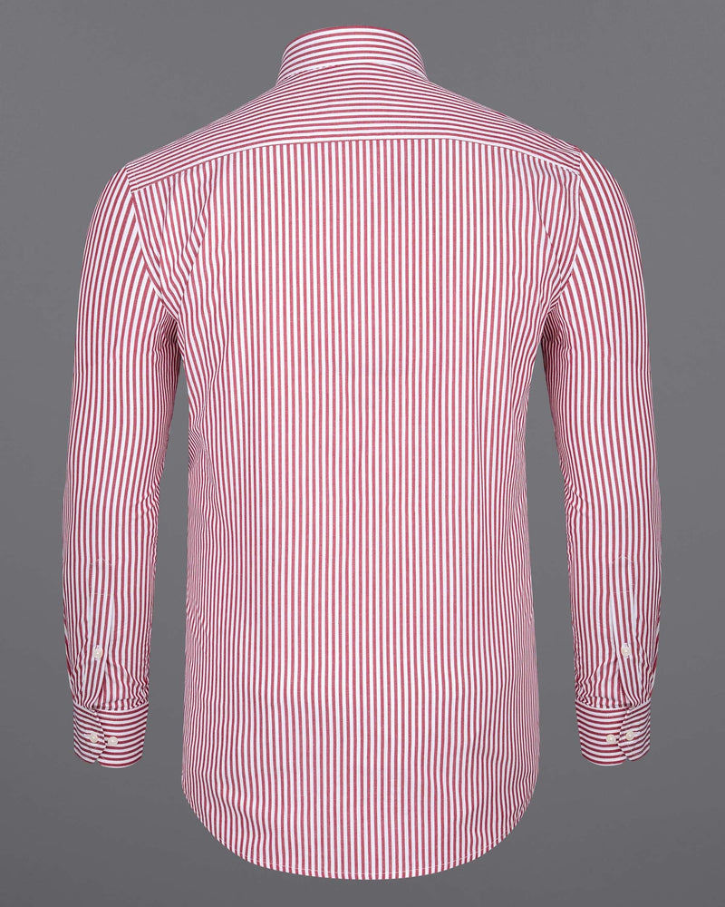 Red and White Striped Premium Cotton Shirt