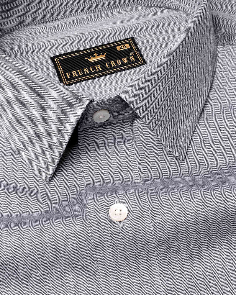 French Gray Striped Herringbone Shirt