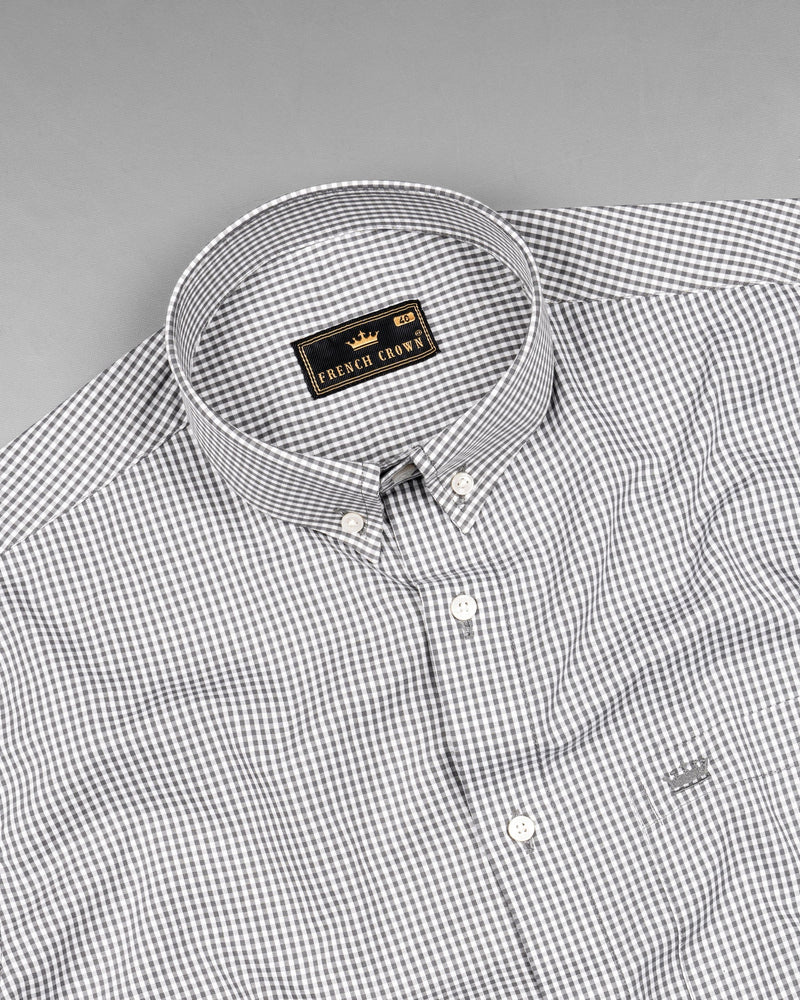 Suva Gray and White Checkered Premium Cotton Shirt