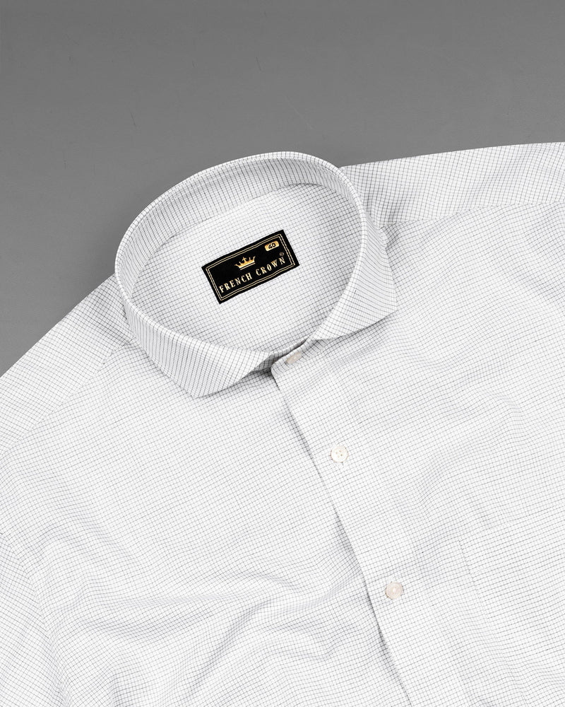 White with Black Micro Checkered Premium Cotton Shirt